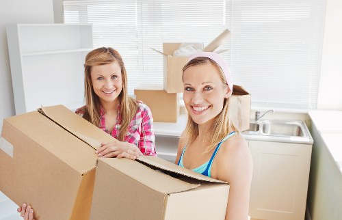 Packed boxes ready for flat removals in Romford